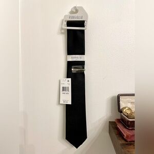 Perry Ellis Black Slim Ties (12!) New with Tags - Silver Tie Clip Included!